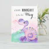 *~* Dinosaur Lila Yellow Dragon Baby Boy Dusche Einladung (Stehend Vorderseite)