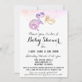 *~* Dinosaur Lila Yellow Dragon Baby Boy Dusche Einladung (Rückseite)