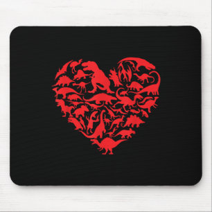 Dinosaur Love Heart Cute Valentines Day Boys Kids Mousepad