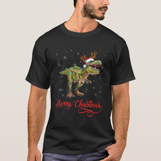 Dinosaur Lover Christmas Tree Lights T-Shirt (Vorderseite)