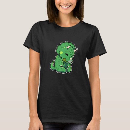 Dinosaur Lover Cute Triceratops Premium T-Shirt (Vorderseite)
