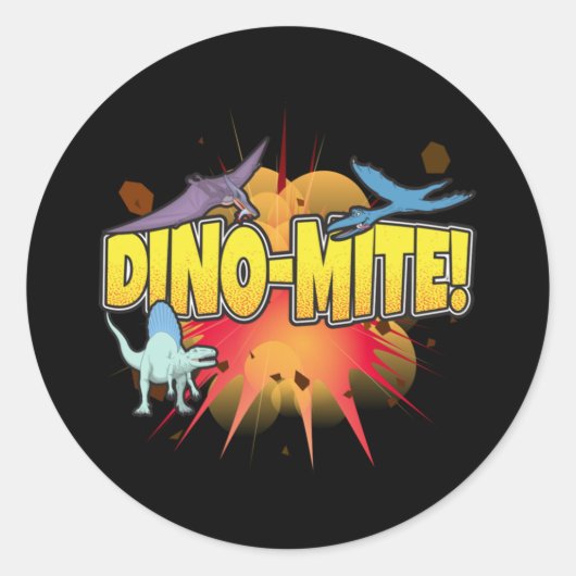 Dinosaur Lover Dynamite Dino-mite Pun Runder Aufkleber (Vorderseite)