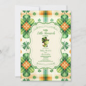 Dinosaur Lucky Little Kleeblatt Babydusche Einladung (Vorderseite)