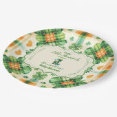 Dinosaur Lucky Little Kleeblatt Pappteller (Schrägansicht)