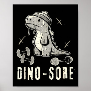 Dinosaur lustiger Fitnessstudio T-Rex Bodybuilding Poster