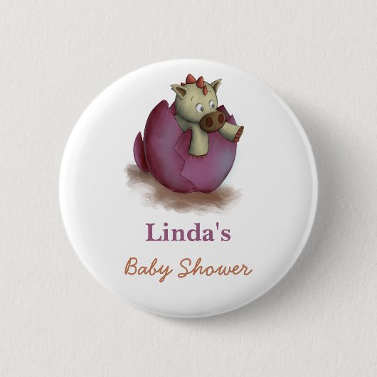Dinosaur-Mädchen-Baby-Party Button (Vorderseite)