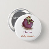 Dinosaur-Mädchen-Baby-Party Button (Vorne & Hinten)