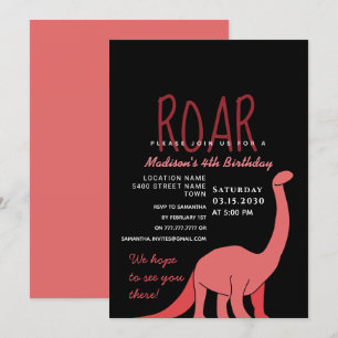 Dinosaur-Mädchen-Geburtstags-Einladung Einladung