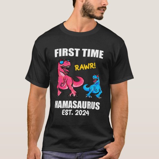 Dinosaur Mama 2024 Baby Announcement First Time M T-Shirt (Vorderseite)