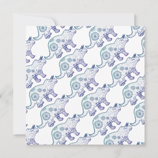 Dinosaur Mandala Flags Kinderdusche Einladung (Rückseite)