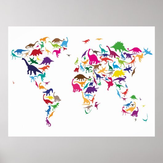 Dinosaur Map of the World Map Poster (Vorne)