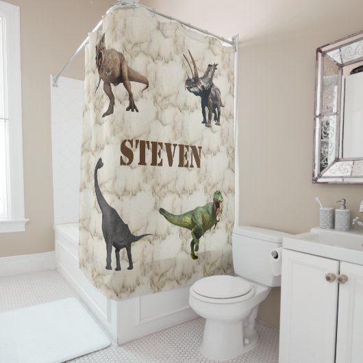 Dinosaur Marble Child Personalisiert Duschvorhang (Beispiel)