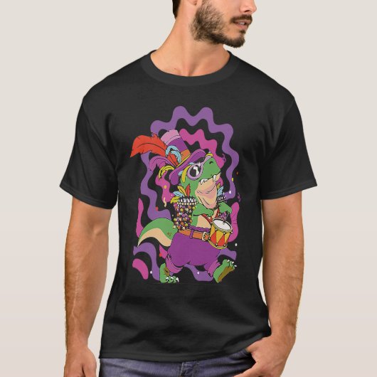 Dinosaur Mardi Gras Party Parade Shenanigans Carni T-Shirt (Vorderseite)