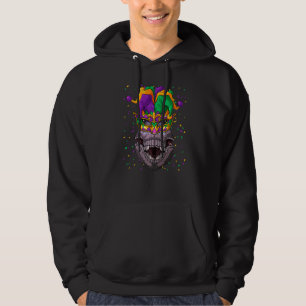 Dinosaur Mardi Gras T Rex Face Carnival Jester Fes Hoodie