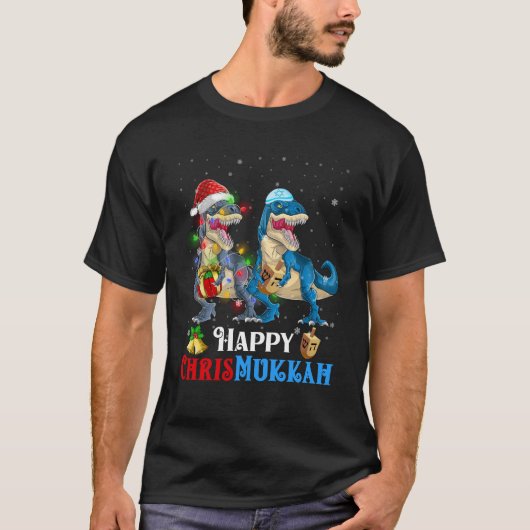 Dinosaur Menorasaur Chrismukkah Hanukkah Weihnacht T-Shirt (Vorderseite)