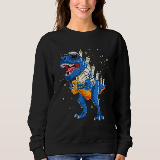 Dinosaur Menorasaurus Rex Dino Boys Hanukkah Chanu Sweatshirt (Vorderseite)