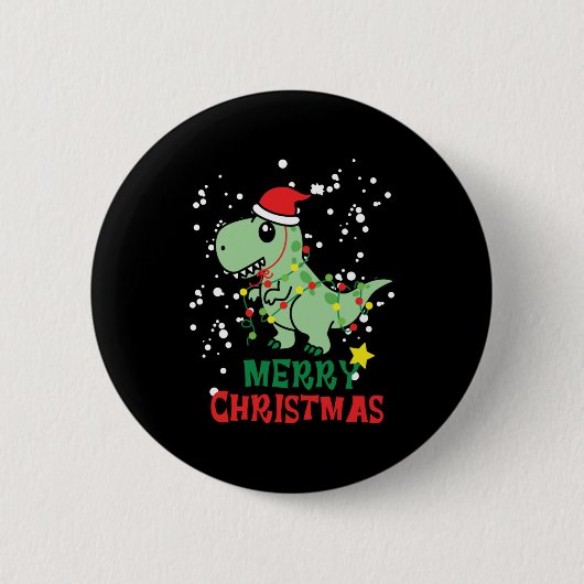 Dinosaur Merry Christmas Button (Vorderseite)