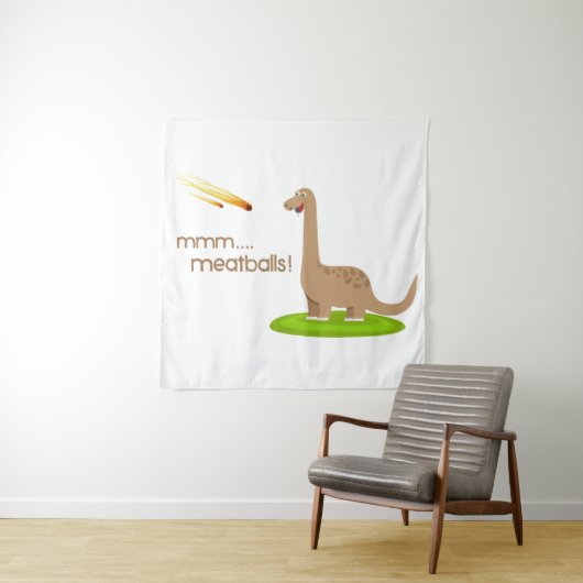 Dinosaur Meteor Meatballs Wandteppich (Beispiel)