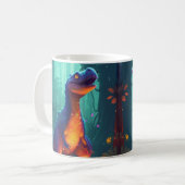 Dinosaur mit farbenfroher Urzeit • Lustiger Dino f Kaffeetasse (Vorderseite Links)