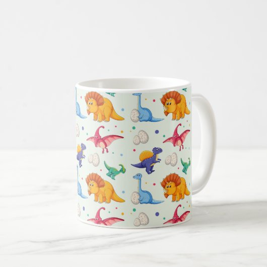 Dinosaur mit farbenfroher Urzeit• Spaßiger Dino fü Kaffeetasse (VorderseiteRechts)