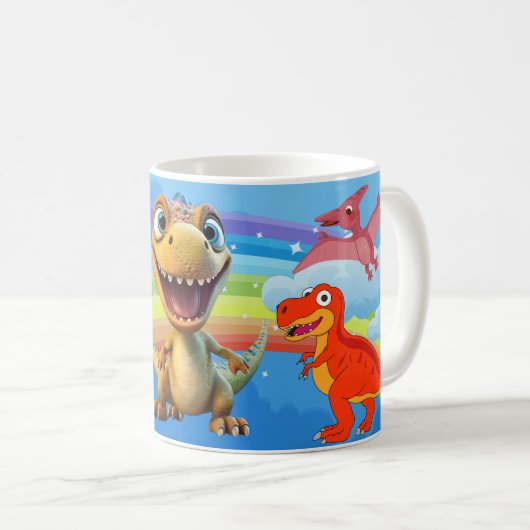 Dinosaur mit farbenfroher Vorgeschichte• Spaß für Kaffeetasse (VorderseiteRechts)