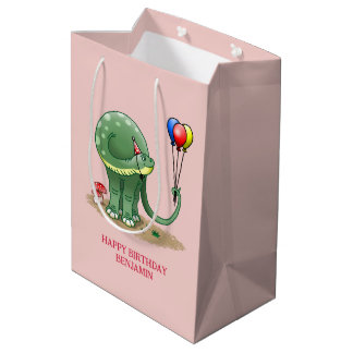Dinosaur mit Geburtstagsballons Mittlere Geschenktüte