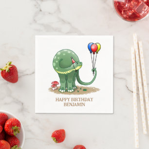 Dinosaur mit Geburtstagsballons Serviette