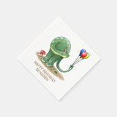 Dinosaur mit Geburtstagsballons Serviette (Ecke)
