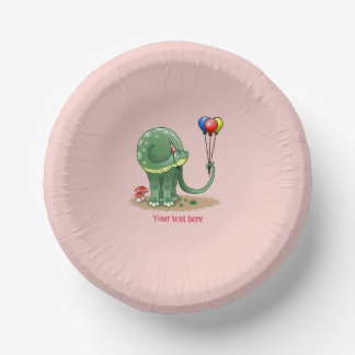 Dinosaur mit Luftballons zur Geburtstagsfeier Pappteller