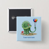 Dinosaur mit Partyhut Button (Vorne & Hinten)