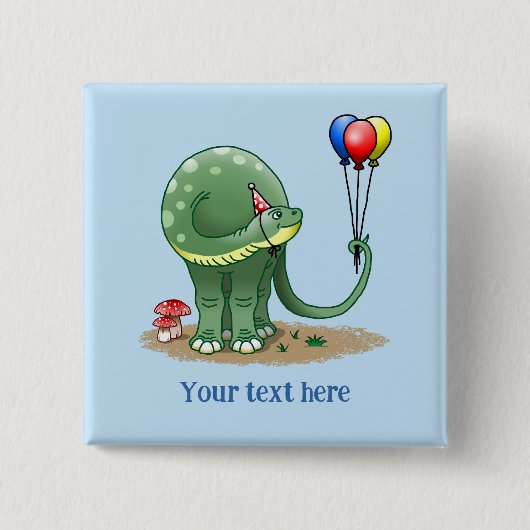 Dinosaur mit Partyhut Button (Vorderseite)