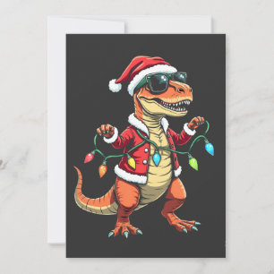 Dinosaur mit Weihnachtslichtern umwickelt Santa Hu Einladung