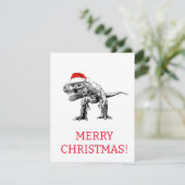 DINOSAUR MIT WEIHNACHTSMANNMÜTZE CHRISTMAS CARD KARTE (Stehend Vorderseite)