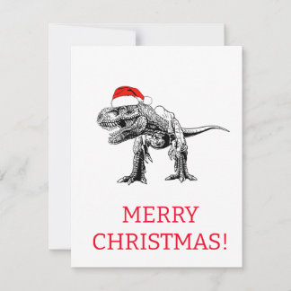 DINOSAUR MIT WEIHNACHTSMANNMÜTZE CHRISTMAS CARD KARTE
