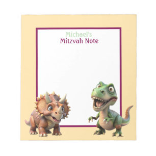 Dinosaur Mitzvah Note Boys Notepad Notizblock