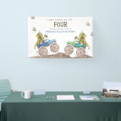 Dinosaur & Monster Truck 4th Birthday Vinyl Banner (Messe)