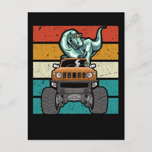 Dinosaur Monster Truck Boys Monster Trucks Trex Postkarte (Vorderseite)