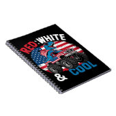 Dinosaur Monster Truck Dino 4. Juli Flaggenjungen Notizblock (Rechte Seite)