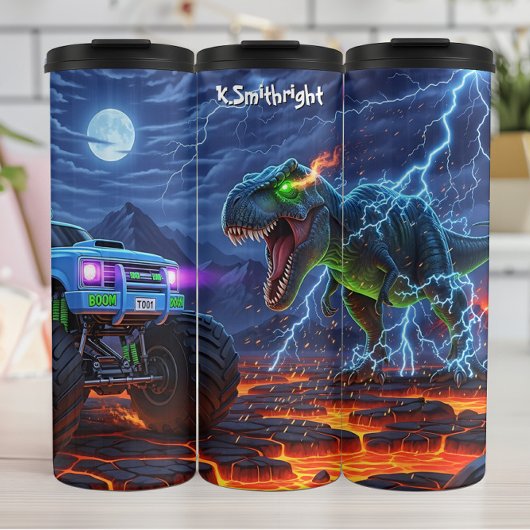 Dinosaur Monster Truck Lightning Mayhem Thermosbecher