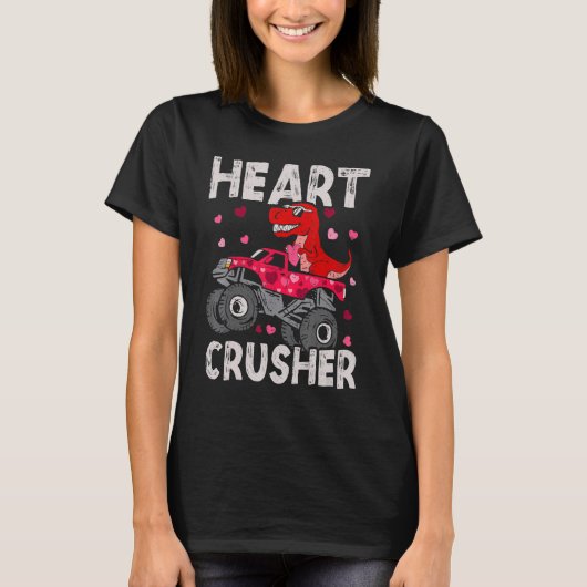 Dinosaur Monster Truck Rex Valentines Hearts Toddl T-Shirt (Vorderseite)