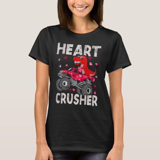 Dinosaur Monster Truck Rex Valentines Hearts Toddl T-Shirt (Vorderseite)
