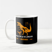Dinosaur Multiple Sklerose-Bewusstsein Orange Band Kaffeetasse (Links)