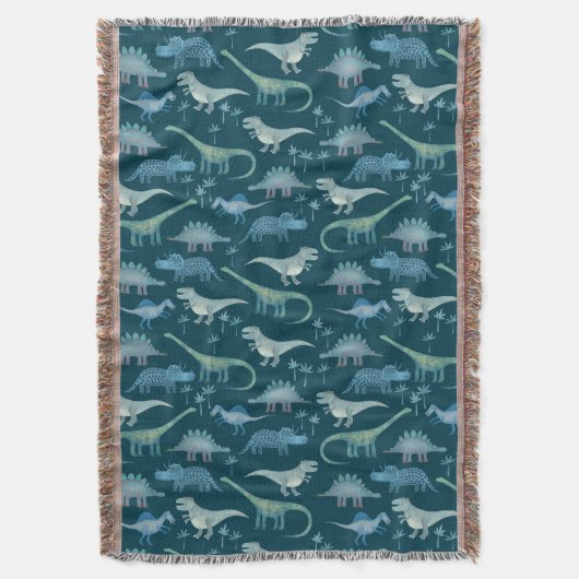 Dinosaur Muster Aquamarin Green Decke (Vorderseite Vertikal)