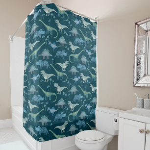 Dinosaur Muster Aquamarin Green Duschvorhang