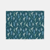 Dinosaur Muster Aquamarin Green Fleecedecke (Vorderseite (Horizontal))