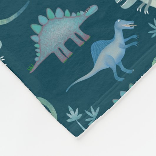 Dinosaur Muster Aquamarin Green Fleecedecke (Ecke)