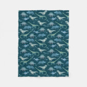 Dinosaur Muster Aquamarin Green Fleecedecke (Vorderseite)
