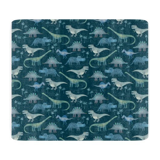 Dinosaur Muster Aquamarin Green Schneidebrett (Vorderseite)