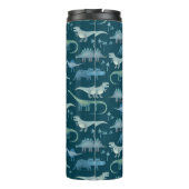 Dinosaur Muster Aquamarin Green Thermosbecher (Rückseite)