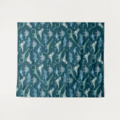 Dinosaur Muster Aquamarin Green Wandteppich (Vorderseite (Horizontal))